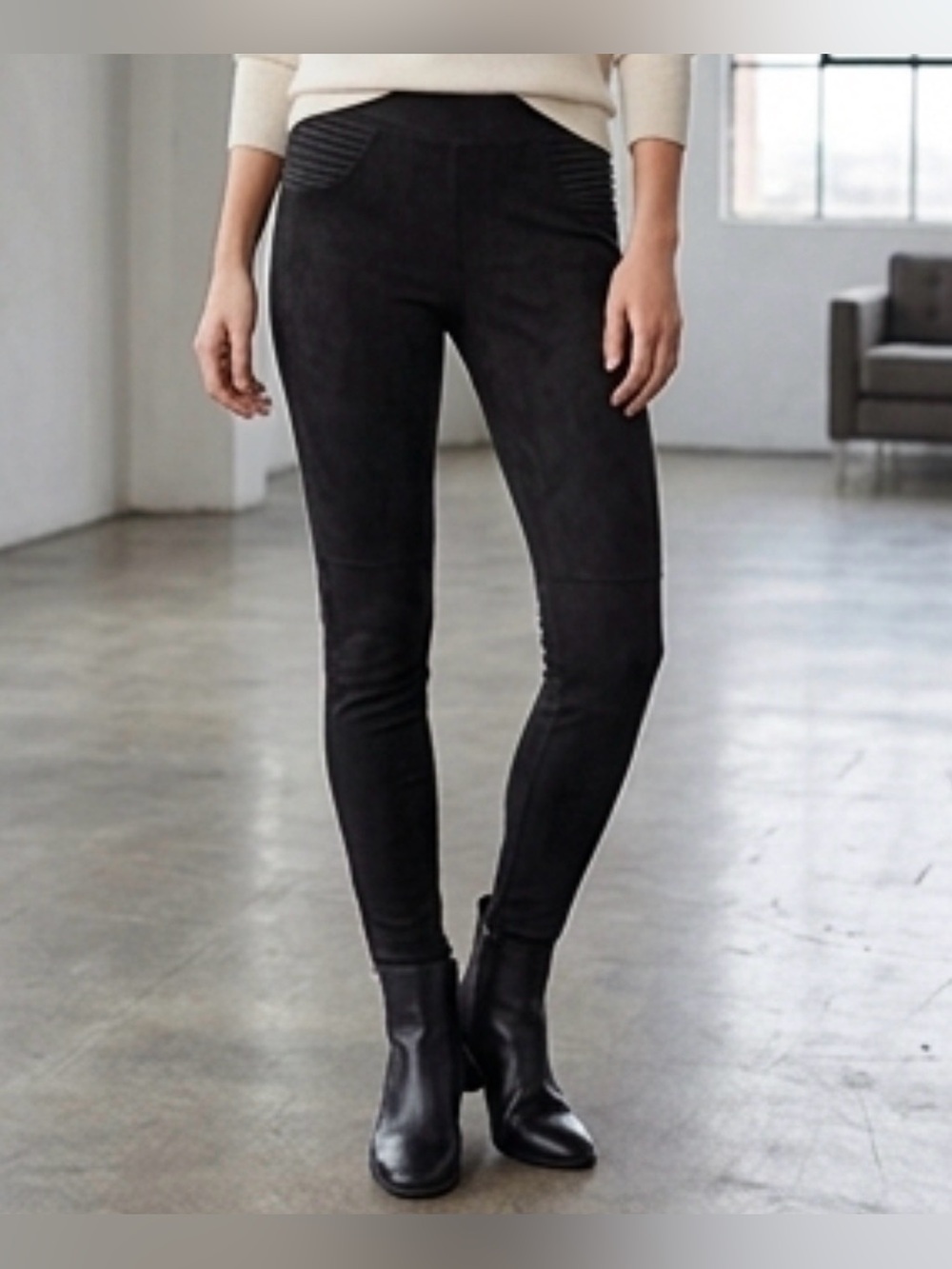 NWT $1795 RtA black lamb skin stretch leather suede leggings